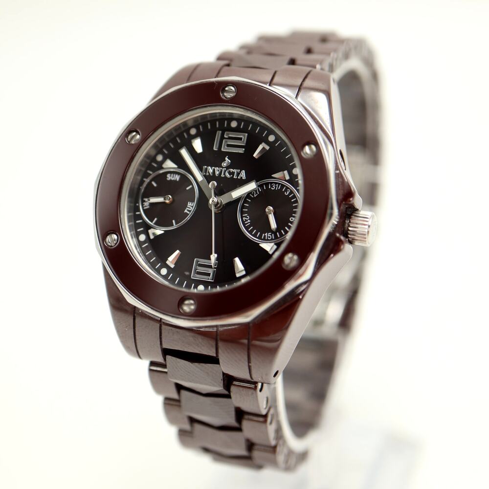 Invicta Ocean Elite Brown Ceramic 34mm Womens Watch Day Date 0985 w New Battery